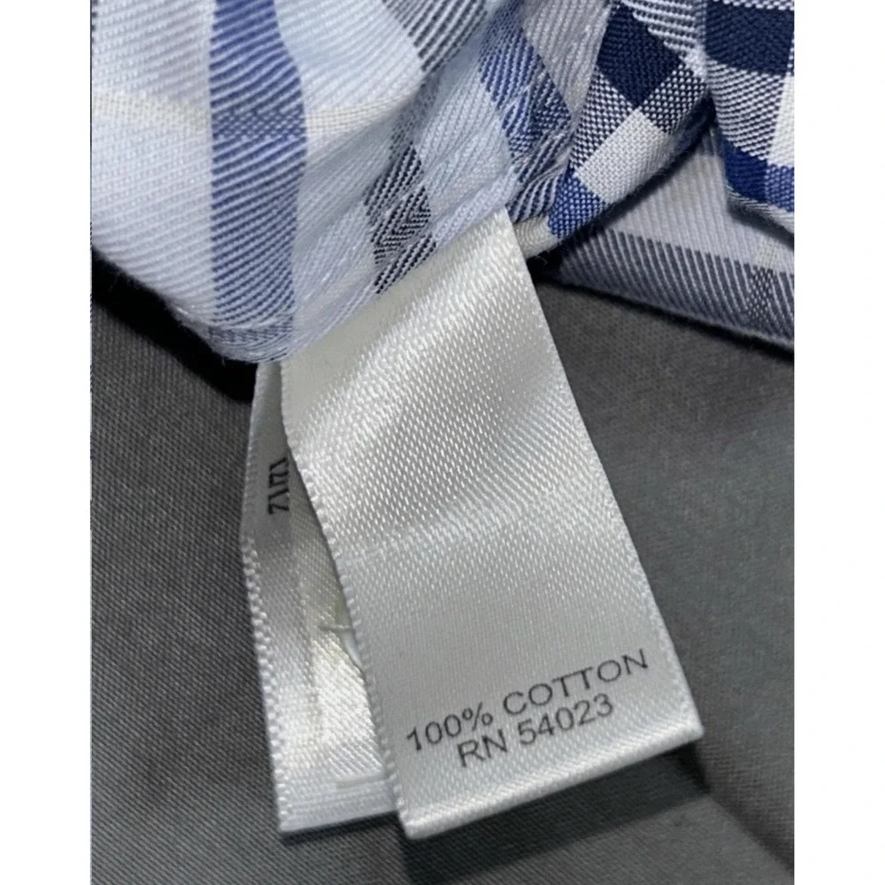 Banana Republic Dress Shirt Mens L Blue Plaid Slim Fit Non Iron Long Sleeve